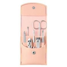 Cortadores de unhas conjunto sólido útil borda afiada de aço inoxidável cortador de unhas pedicure kit aparador de unhas multi-função, rosa