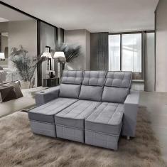 Sofá Retrátil e Reclinável 3 lugares Londres 1.90cm com Molas Suede Speciale Home