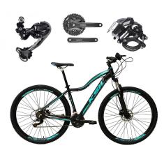 Bicicleta 29 Feminina KSW MWZA Câmbio Shimano Deore 27v K7 Freio Hidráulico Kit 3x9 Suspensão Trava-Feminino