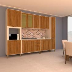 Cozinha Completa Modulada 6Peças Vidro Reflecta Sofia Pátina - LUCIANE