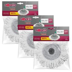 Kit com 3 Refis Noviça Mop Twister Esfregão Microfibra Bettanin BT190R