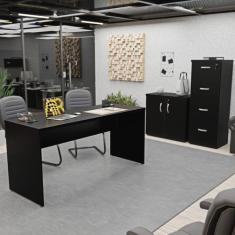 Kit 3 Peças com Escrivaninha, Gaveteiro Pasta Suspensa e Armário Multi