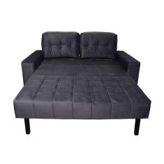 Sofá-Cama 3 Lugares Casal Murilo Veludo Chumbo