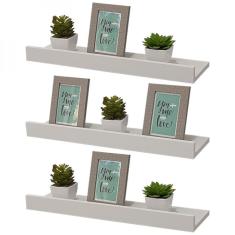 Kit 3 Prateleiras Porta Quadros 90 X 15cm Branca Suporte