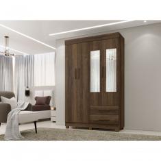 Roupeiro Copacabana New 4 Portas 2 Gavetas E Espelho Benetil Cor:imbuia