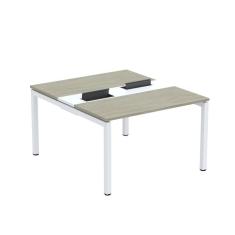 Mesa Plataforma Dupla Com Pé De Aço Para Coworking 110x140-2p Pdc11-14-2p Nogueira Casblanca-branco