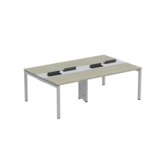 Mesa De Plataforma Dupla Para 4 Pessoas Corporativa 120x140-4p Pdc12-14-4p Nogueira Casablanca-cinza