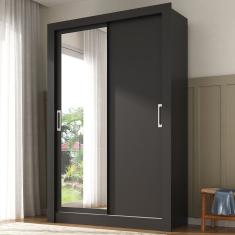 Guarda-roupa Solteiro 2 Portas Com Espelho - Yescasa Preto