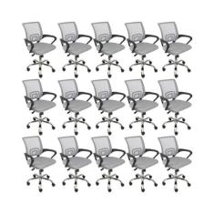 Kit 15 Cadeiras De Escritório Begonia Tela Mesh Ergonômico Cinza - Ofi
