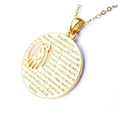 Colar Cordão Gargantilha Medalha Oração Ave Maria.