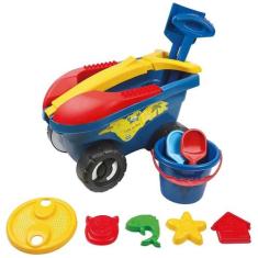 Cargo Brinquedo Praia Com 11 Peças Carrinho Balde Pá - Mor -, Azul