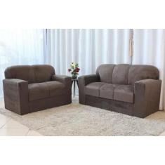 Sofá 2 e 3 Lugares Milly Tecido Suede - Veneza estofados,  Marrom