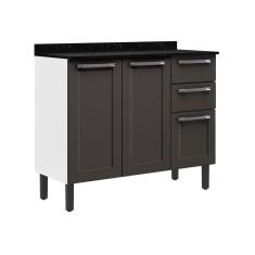 Balcão De Cozinha Itatiaia Em Aço 3 Portas 2 Gavetas Grafite Florença