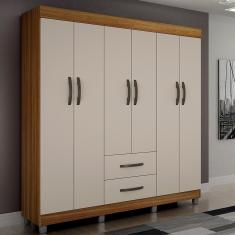 Guarda Roupa Casal 6 Portas 2 Gavetas Paris CHF - Carvalho/off White