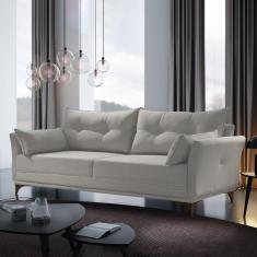 Sofá 3 Lugares com 2 Almofadas M97 Espresso Móveis Linho/Bege Claro