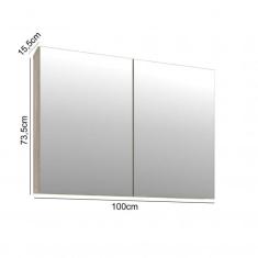 Espelheira para Banheiro 2 Portas 2 Prateleiras Móveis Bosi Barrique/argento