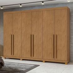 Guarda-roupa 6 Portas 4 Gavetas Bertha com Pés Amêndoa Clean