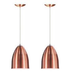 Kit 2 Lustre Pendente Lumin ria Cone De Alum nio New Cobre