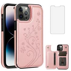 Asuwish Capa compatível com iPhone 15 Pro de 6,1 polegadas com protetor de tela de vidro temperado, suporte para cartão, capa carteira de couro flip iPhone15Pro 5G i i-Phone i15 iPhone15 15Pro