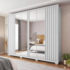 Guarda Roupa Casal Grande 6 Portas 4 Espelhos Branco Moon
