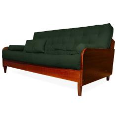 Sofá Cama Paris Sarja Madeira Nobre Imbuia - Verde Militar