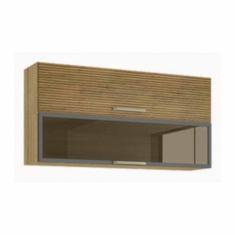 Armário Kits Paraná Ametista 2 Portas 1 Vidro Basc 120cm Freijo Ripado/griss