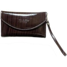 Bolsa carteira em couro casual para mulheres com ziper e alça removíve