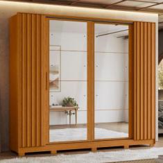 Guarda Roupa Casal 8 Espelho 4 Portas 4 Gavetas Ripado Flex Jacaranda 