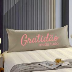 Travesseiro De Corpo Body Pillow 40x130cm Suede Bege Gratidão Rosa - F