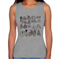 Regata Feminina Bicicletas antigas - Foca na Moda, Cinza, GGG