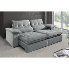 Sofá 3 Lugares Retrátil e Reclinável Mônaco Veludo com Molas Ensacadas