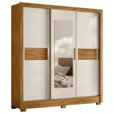 Guarda Roupa com Espelho Rodes Freijó Off White - CasaH