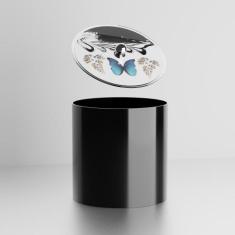 Lixeira Decorada Preta com Borboleta Amarela - Pontto Lavabo