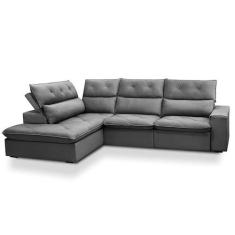 Sofá 4 Lugares Retrátil e Reclinável com Chaise Esquerdo Noruega Velud