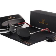 Óculos de Sol Aviador Polarizado KingSeven UV400 Luxo, Vermelho, Cinza