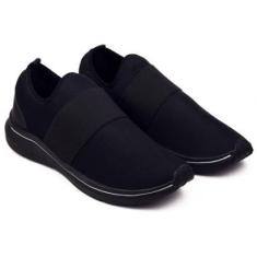Tênis Slip On Preto Calce Fácil Leve Confort Esporte sem Cadarço  Infantil Unissex-Unissex