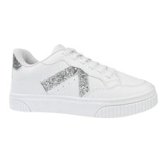 Tênis Feminino Godiva Casual Maxxi Glitter Branco Prata-Feminino