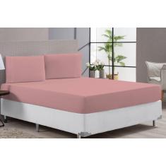Lençol Cama King Size Cor Rosê Macio 400F 3 Peças