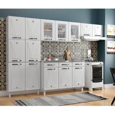 Cozinha Completa 14 Portas 2 Gavetas 3 Vidros Star New Telasul Branco