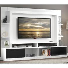 Estante Rack com Painel e Suporte TV 65&quot; Moscou Multimóveis Branco/Preto