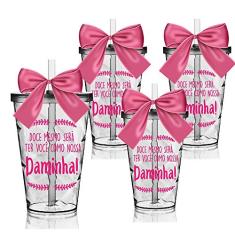 4 Copos Convite Twister Personalizado Daminha