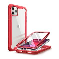 i-Blason Capa Ares para iPhone 11 Pro Max versão 2019, capa bumper transparente resistente de camada dupla com protetor de tela integrado (vermelho metálico)