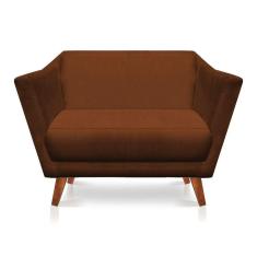 Namoradeira 2 Lugares Pérsia Suede Pés Chanfrado Castanho - Pallazio Cor Terracota