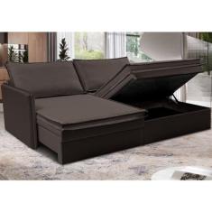 Sofá Sem Caixa Retrátil Baú 1,95m Lounge Linho Marromcamainbox