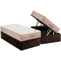 Cama Box Baú Solteiro: Colchão Espuma Ortobom Apollo Viscomemory + Bas