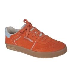 Tênis Feminino Casual Bottero Couro Camurça - Laranja-Feminino