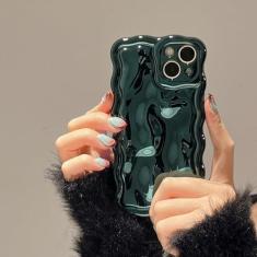 FABSPARK Capa para iPhone 12 Pro Max, padrão de bolha de meteorito 3D, galvanizada, moldura ondulada com glitter, capa brilhante, TPU macio à prova de choque para iPhone 12 Pro Max de 6,7 polegadas