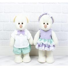 Casal urso chá revelação para decoração pelucia palha - CKD CONFECCOES