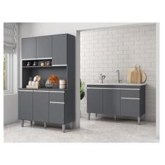 Balcão de Pia Tatiane 120 cm e Armário Cozinha Kit Márcia Ambiente Cin