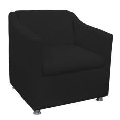 Poltrona Decorativa Tilla Pés Cromado Suede Preto - DS Estofados - Est